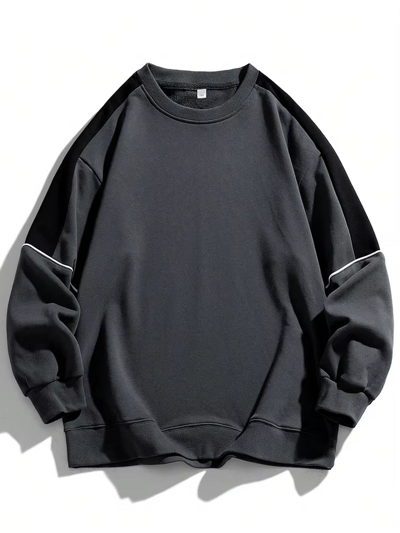 Men'S Raglan Sleeves Fashionable Contrasting round Neck Sweatshirt Suitable for Autumn and Winter