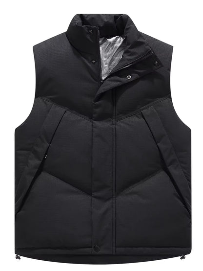 Winter Men'S Vests Korean Fashion Stand Collar Cotton Padded Thick Warm Sleeveless Jacket Windproof Thermal Gilet Coats